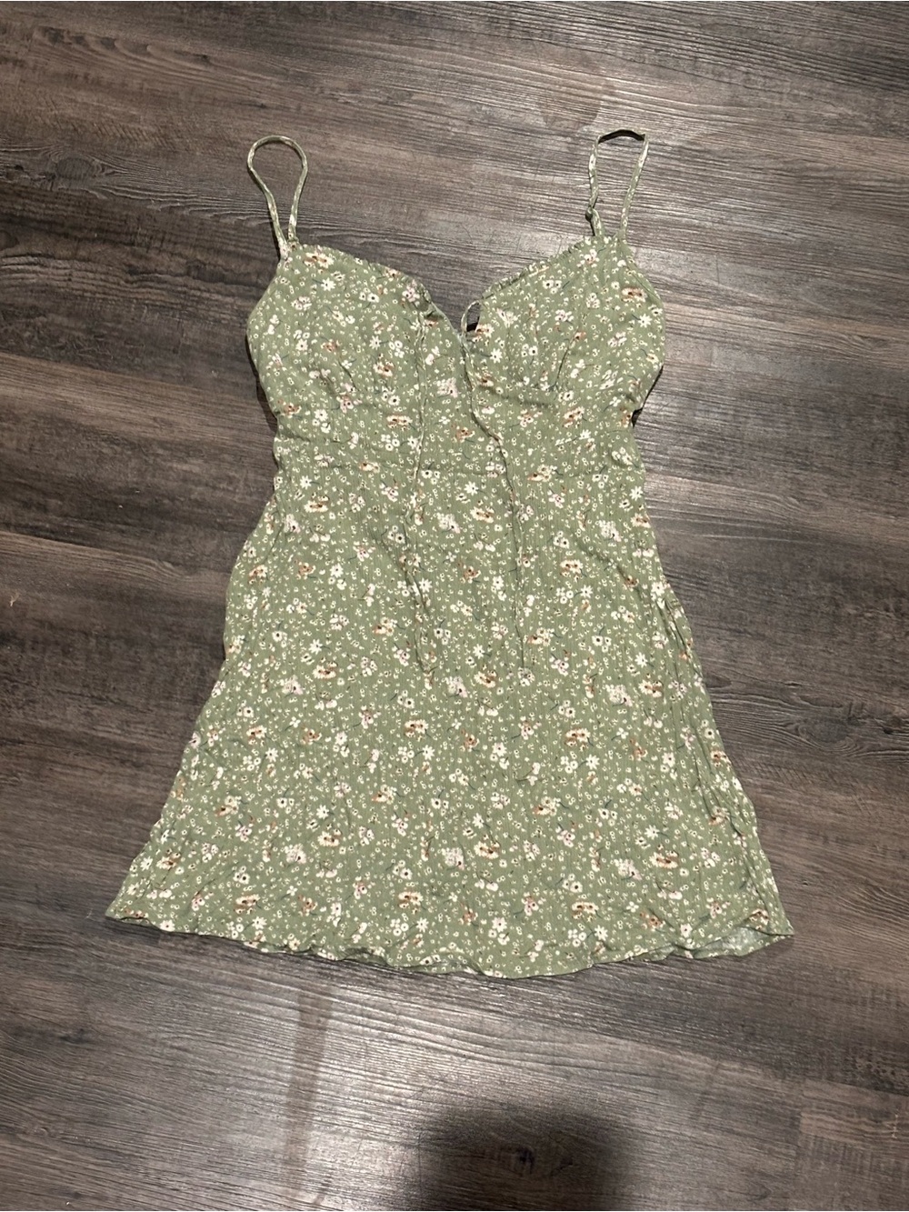 Cotton On Olive Floral Spaghetti Strap Mini Dress